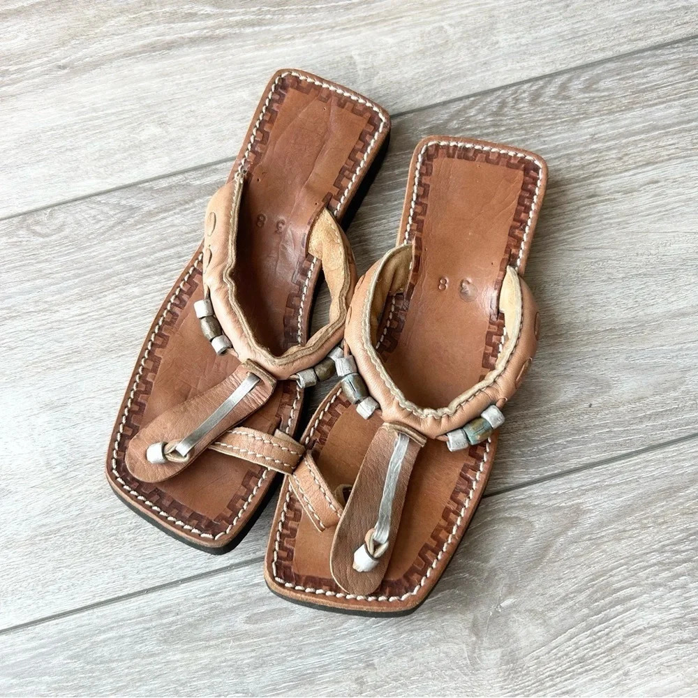 Handmade Leather Square Toe Sandal